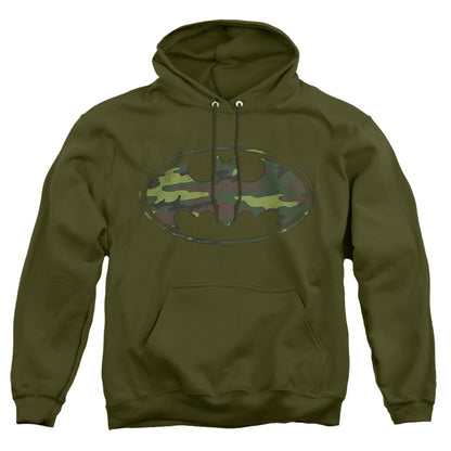 Batman Distressed Camo Shield Mens Hoodie Military Green Officially Licensed
