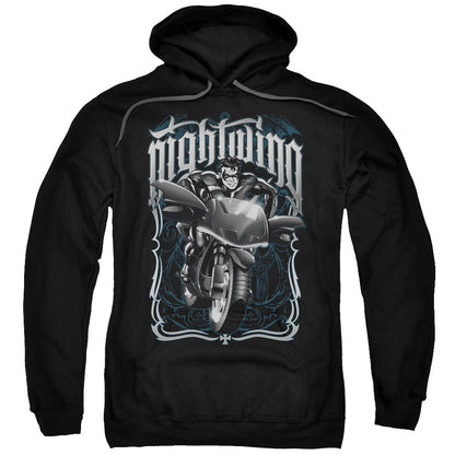 Batman Nightwing Biker Mens Hoodie Black Officially Licensed