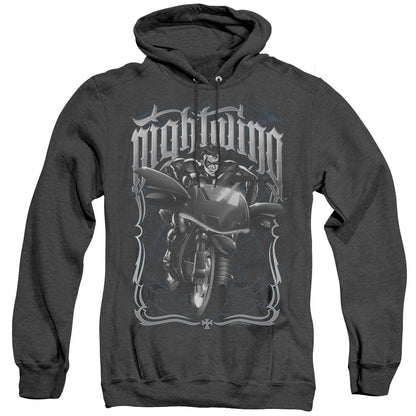 Batman Nightwing Biker Heather Mens Hoodie Black Officially Licensed