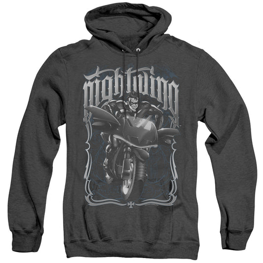 Batman Nightwing Biker Heather Mens Hoodie Black Officially Licensed