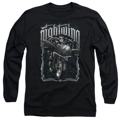 Batman Nightwing Biker Mens Long Sleeve Shirt Black Officially Licensed