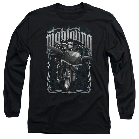 Batman Nightwing Biker Mens Long Sleeve Shirt Black Officially Licensed