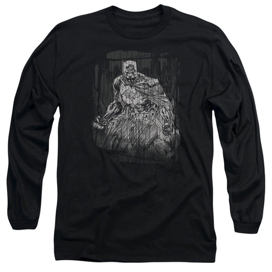 Batman Pencilled Rain Mens Long Sleeve Shirt Black Officially Licensed