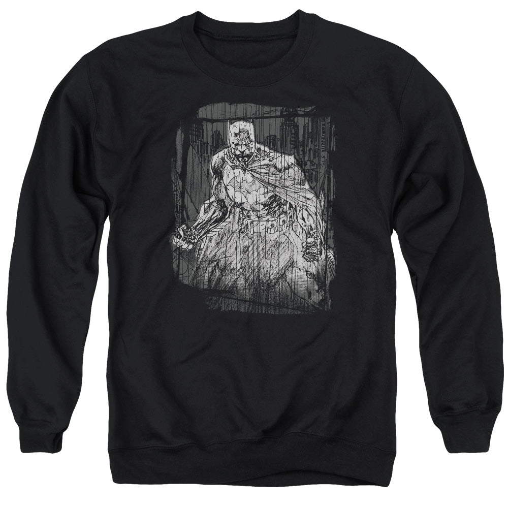 Batman Pencilled Rain Mens Crewneck Sweatshirt Black