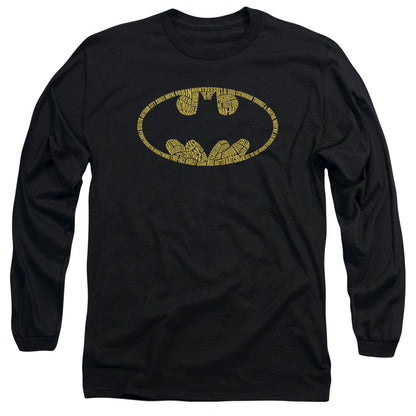 Batman Word Logo Mens Long Sleeve Shirt Black Officially Licensed