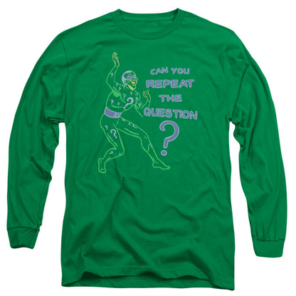 Batman Repeat Mens Long Sleeve Shirt Kelly Green Officially Licensed