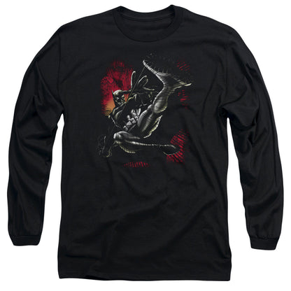 Batman Kick Swing Mens Long Sleeve Shirt Black Officially Licensed