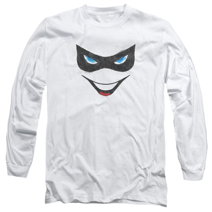 Batman Harley Face Mens Long Sleeve Shirt White Officially Licensed