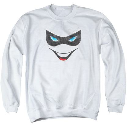 Batman Harley Face Mens Crewneck Sweatshirt White