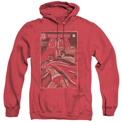Batman Doa Cover Heather Mens Hoodie Red Officially Licensed