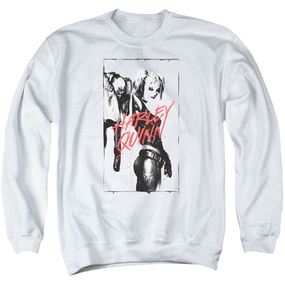 Batman Inked Quinn Mens Crewneck Sweatshirt White