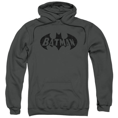 Batman Crackle Bat Mens Hoodie Charcoal Officially Licensed