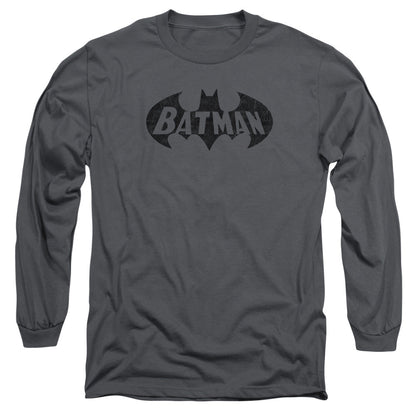 Batman Crackle Bat Mens Long Sleeve Shirt Charcoal Officially Licensed
