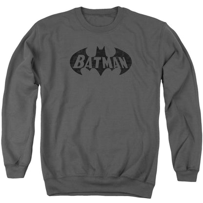Batman Crackle Bat Mens Crewneck Sweatshirt Charcoal