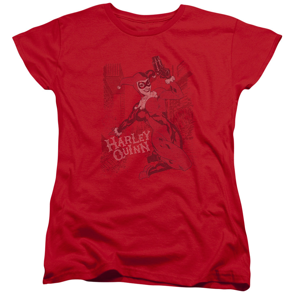 Batman Harleys Packing Womens T Shirt Red Officially Licensed