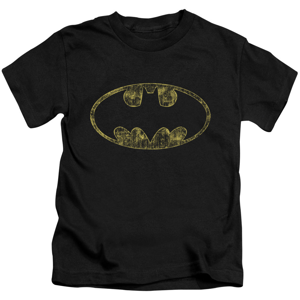 Batman Tatered Logo Juvenile Kids Youth T Shirt Black Officially Licensed