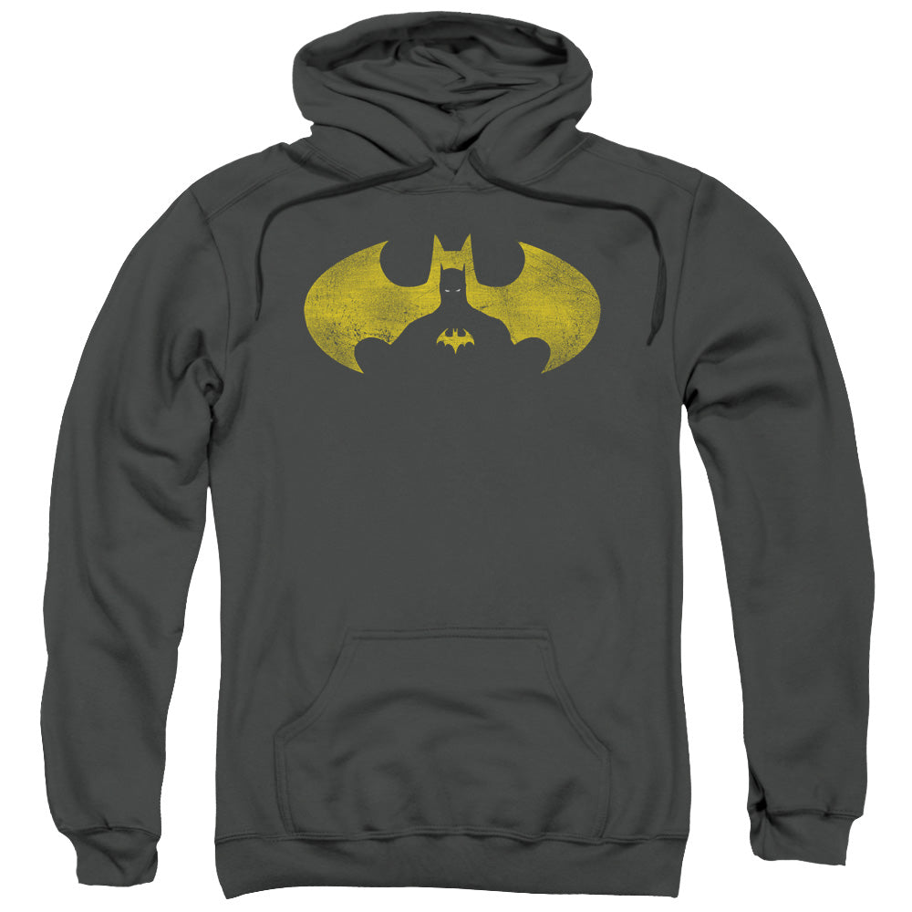 Batman Bat Symbol Knockout Mens Hoodie Charcoal Officially Licensed