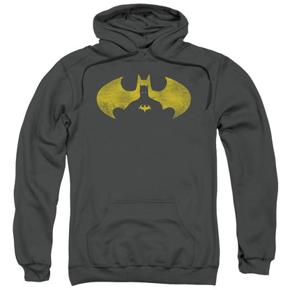 Batman Bat Symbol Knockout Mens Hoodie Charcoal Officially Licensed