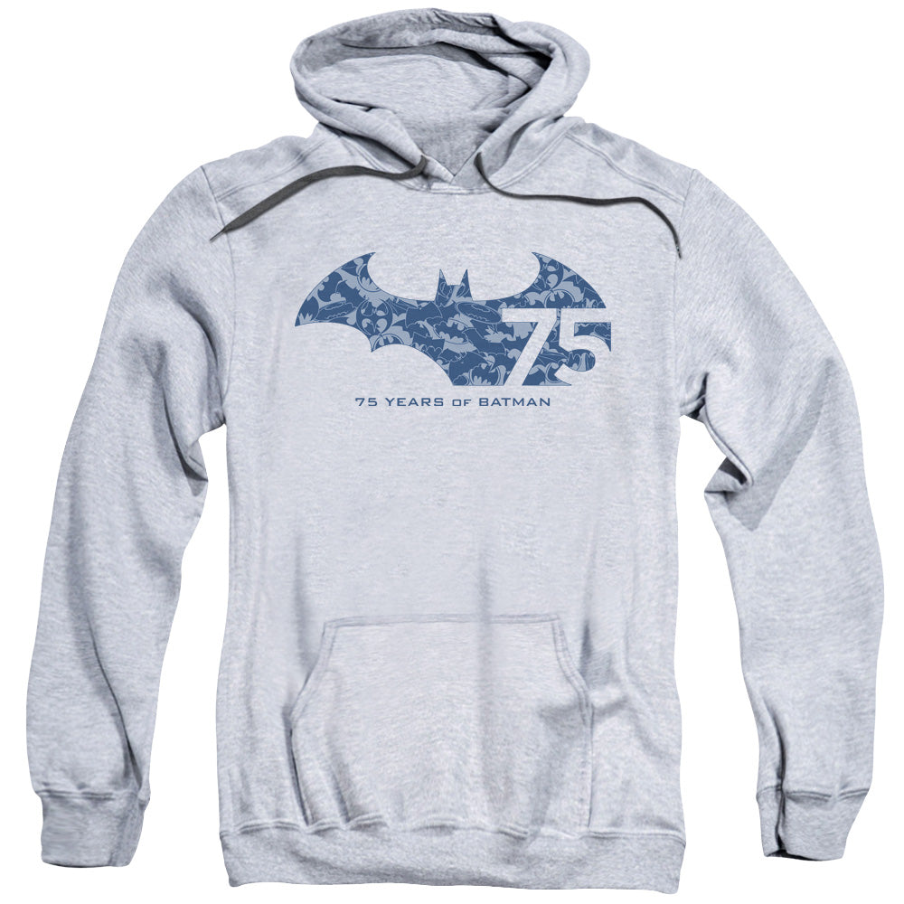 Batman 75 Year Collage Mens Hoodie Athletic Heather Officially Licensed