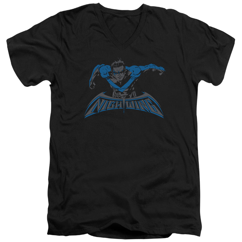 Batman Wing Of The Night Mens Slim Fit V Neck T Shirt Black Officially Licensed