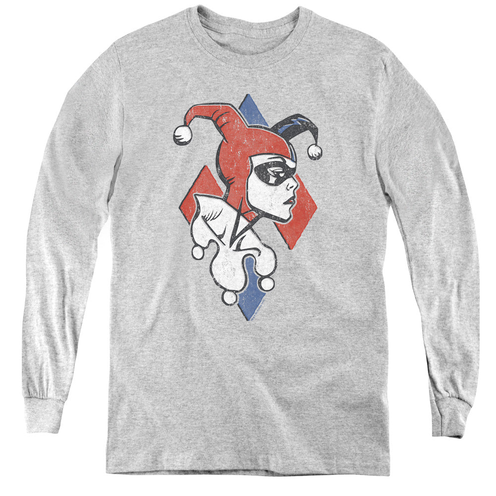 Batman Profiling Long Sleeve Kids Youth T Shirt Athletic Heather Officially Licensed