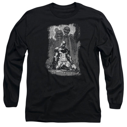 Batman Sketchy Shadows Mens Long Sleeve Shirt Black Officially Licensed