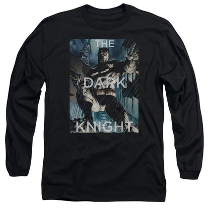 Batman Fighting The Storm Mens Long Sleeve Shirt Black Officially Licensed