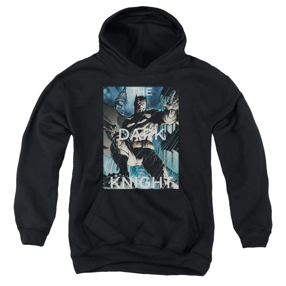 Batman Fighting The Storm Kids Youth Hoodie Black Officially Licensed