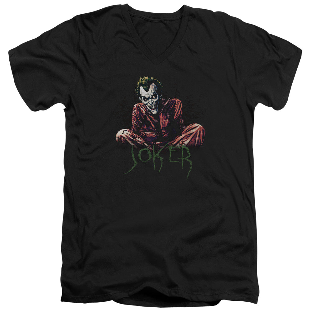 Batman Straight Jacket Mens Slim Fit V Neck T Shirt Black Officially Licensed