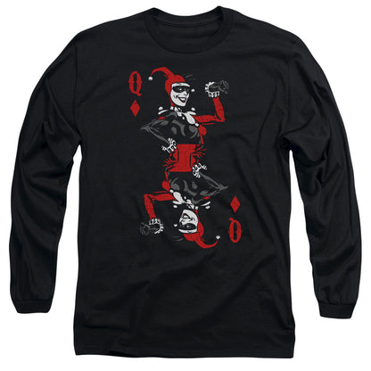 Batman Quinn Of Diamonds Mens Long Sleeve Shirt Black Officially Licensed