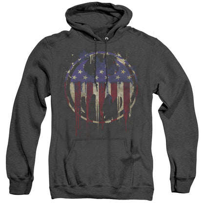Batman Bleeding Signal Heather Mens Hoodie Black Officially Licensed