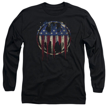 Batman Bleeding Signal Mens Long Sleeve Shirt Black Officially Licensed