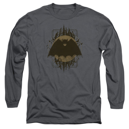 Batman Batman Crest Mens Long Sleeve Shirt Charcoal Officially Licensed
