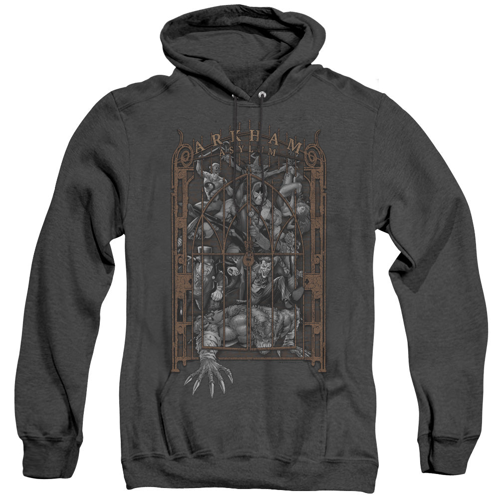 Batman Arkhams Gate Heather Mens Hoodie Black Officially Licensed
