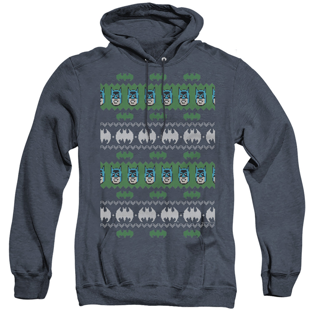 Batman Batman Christmas Sweater Heather Mens Hoodie Navy Blue Officially Licensed