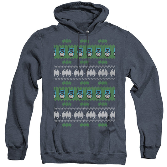 Batman Batman Christmas Sweater Heather Mens Hoodie Navy Blue Officially Licensed