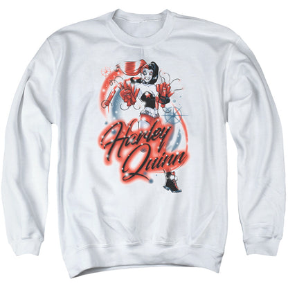 Batman Harley Airbrush Mens Crewneck Sweatshirt White