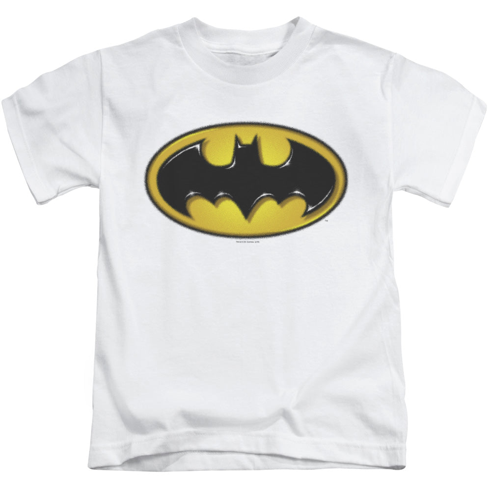 Batman Airbrush Bat Symbol Juvenile Kids Youth T Shirt White Officially Licensed