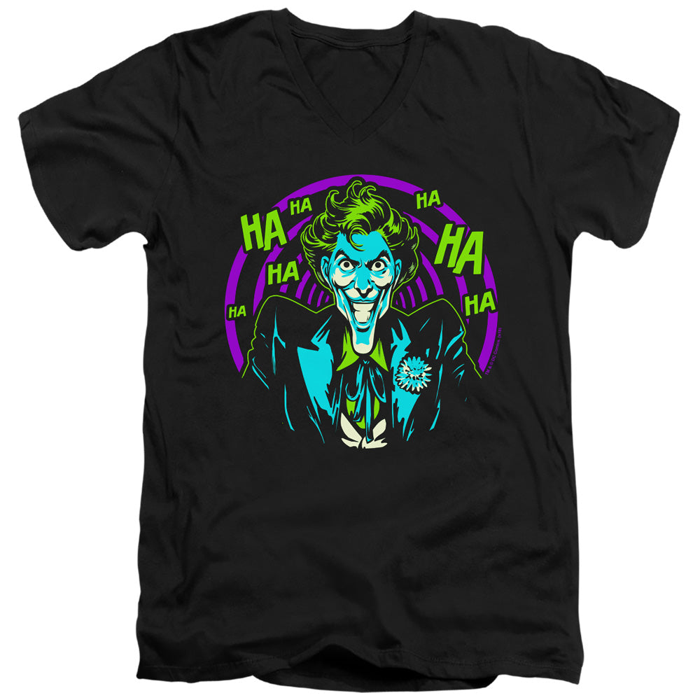 Batman Hahaha Mens Slim Fit V Neck T Shirt Black Officially Licensed