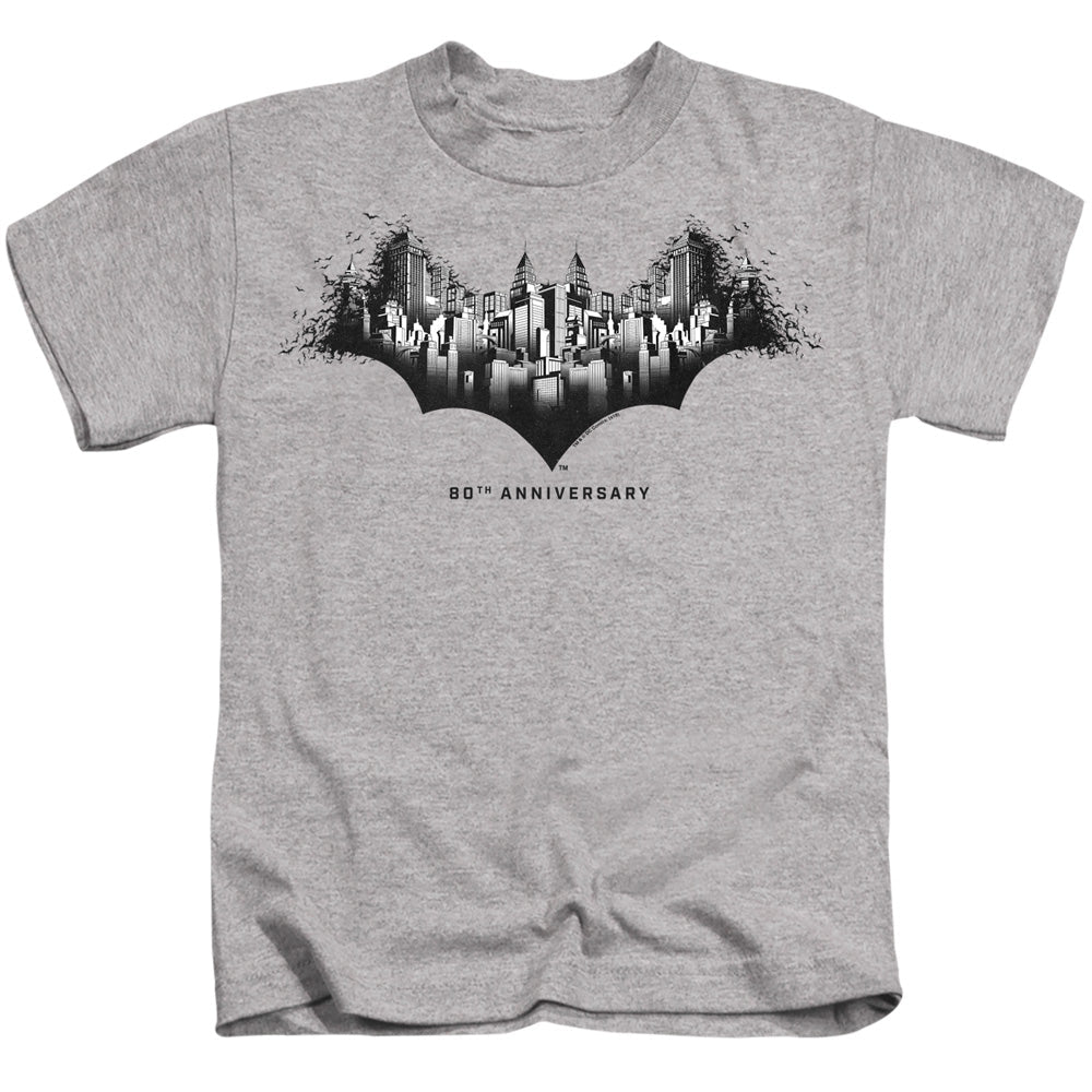 Batman Gotham Shield Juvenile Kids Youth T Shirt Athletic Heather Officially Licensed