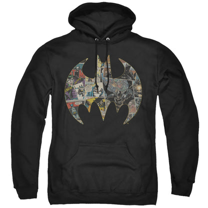 Batman Collage Shield Mens Hoodie Black Officially Licensed