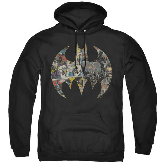 Batman Collage Shield Mens Hoodie Black Officially Licensed