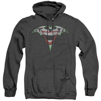 Batman Joker Bat Logo Heather Mens Hoodie Black Officially Licensed
