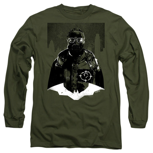The Batman Noir Riddler Mens Long Sleeve Shirt Military Green Officially Licensed
