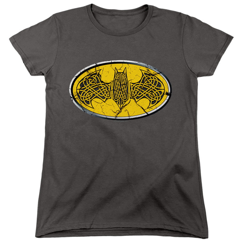 Batman Celtic Shield Womens T Shirt Charcoal Officially Licensed