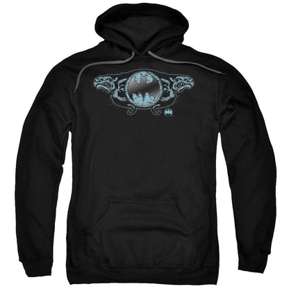 Batman Two Gargoyles Logo Mens Hoodie Black Officially Licensed