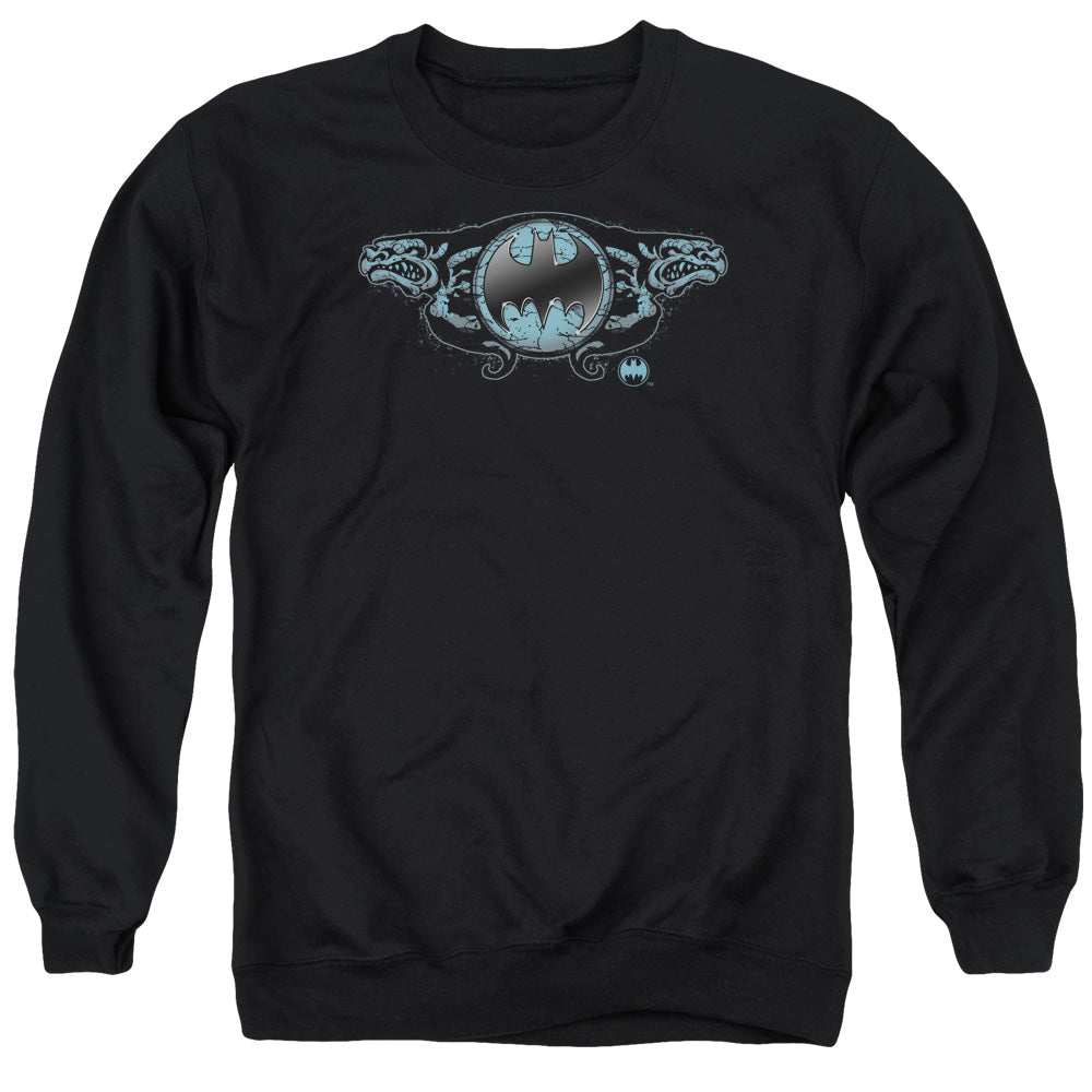 Batman Two Gargoyles Logo Mens Crewneck Sweatshirt Black