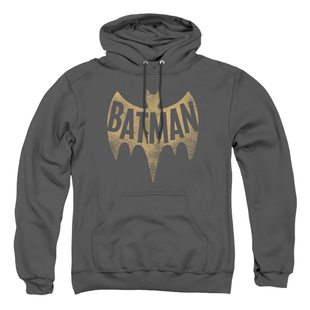 Batman Classic Tv Vintage Logo Mens Hoodie Charcoal Officially Licensed