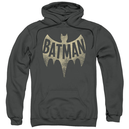 Batman Classic Tv Vintage Logo Mens Hoodie Charcoal Officially Licensed