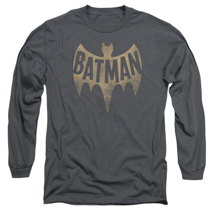 Batman Classic Tv Vintage Logo Mens Long Sleeve Shirt Charcoal Officially Licensed